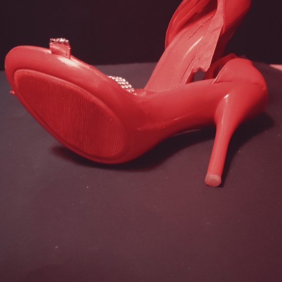 5inch Red heels with rhinestones & ribbon - Picture 15 of 15